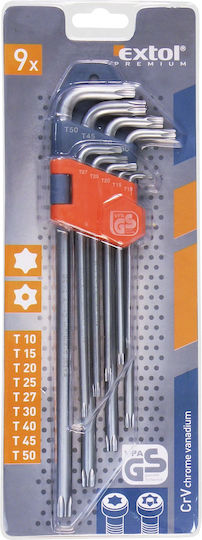 Chei Torx L Extol Premium 8819412 T10-50 9 Bucăți