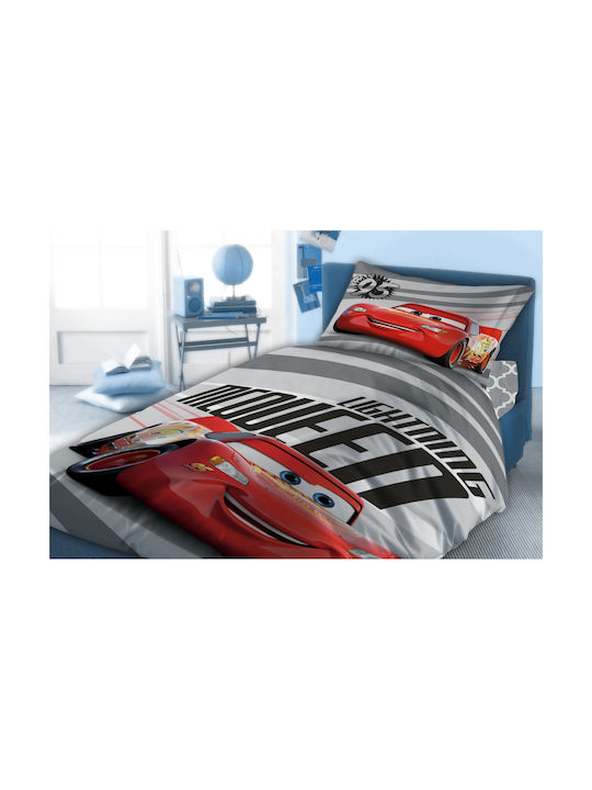 Dimcol Sheet Set Single Cotton Cars Mcqueen 873 Red 160x240cm 3pcs