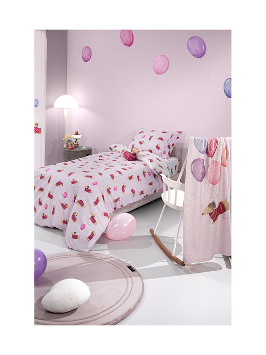 Saint Clair Set Kinderbettbezug Einzel mit Kissenbezug Baumwolle Fuchsia 160x220cm