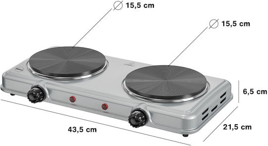 Eldom Countertop Burner Enamel Double Inox