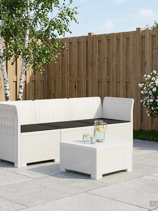 Three-Seater Outdoor Rattan Sofa with Cushions