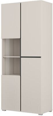 Alfere 110 Vitrină Dulapuri De Prezentare Pentru Sufragerie Din Placă Din Lemn Agregat Cu Geamuri Și Iluminare Culoare Casmir 79x40x183cm