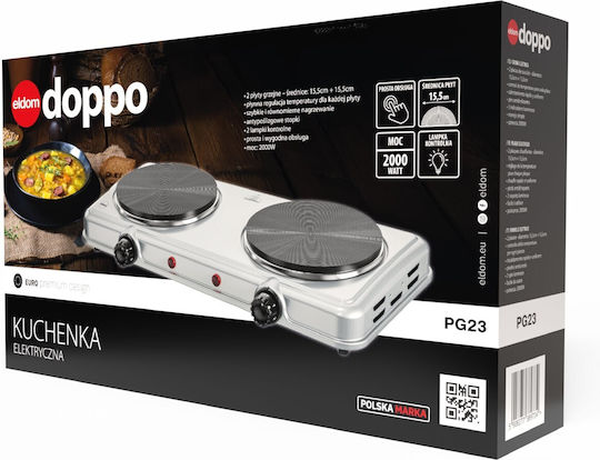 Eldom Countertop Burner Enamel Double Inox