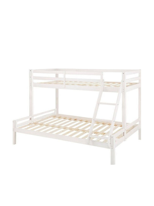 Kids Bed Bunk Single with Storage Space White for Mattress 90x200cm