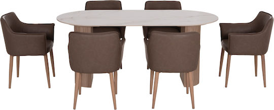 Set Mobila Living Mellow Cu 6 Scaune 180x90cm