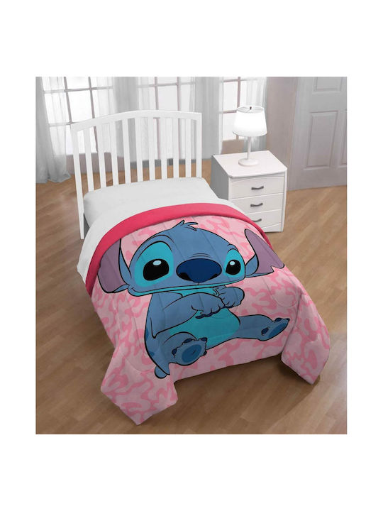 Disney Kinderdecke Einzel mit Microfaserfüllung Lilo Stitch Pink 160x240cm