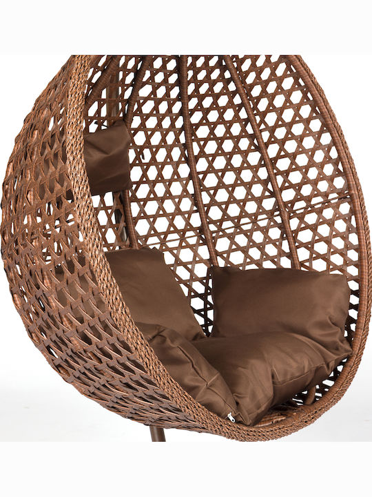 Morfeas Rattan Swing Nest with Stand Cappuccino L107xW107xH120cm