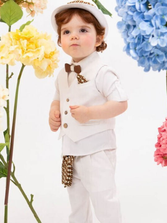 Bambolino Baptism Suit with Vest for Boy White