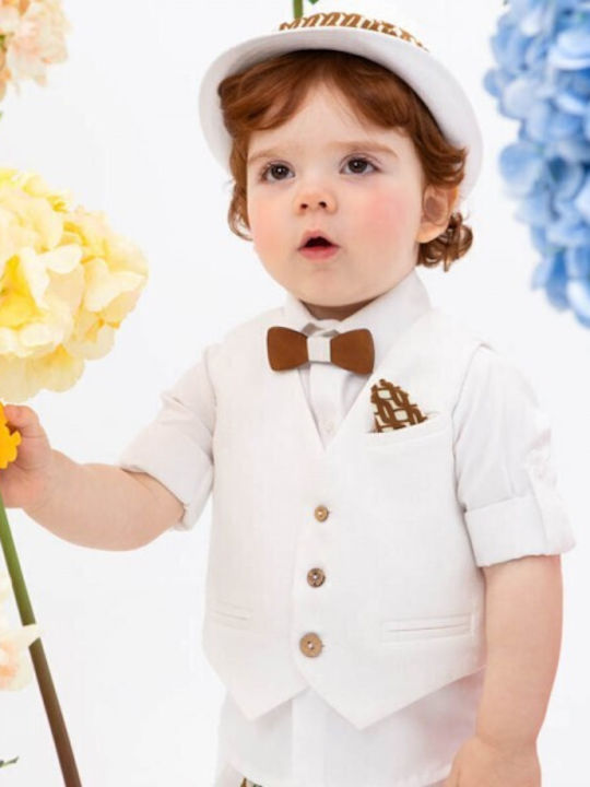 Bambolino Baptism Suit with Vest for Boy White