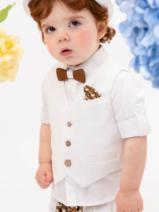 Bambolino Baptism Suit with Vest for Boy White