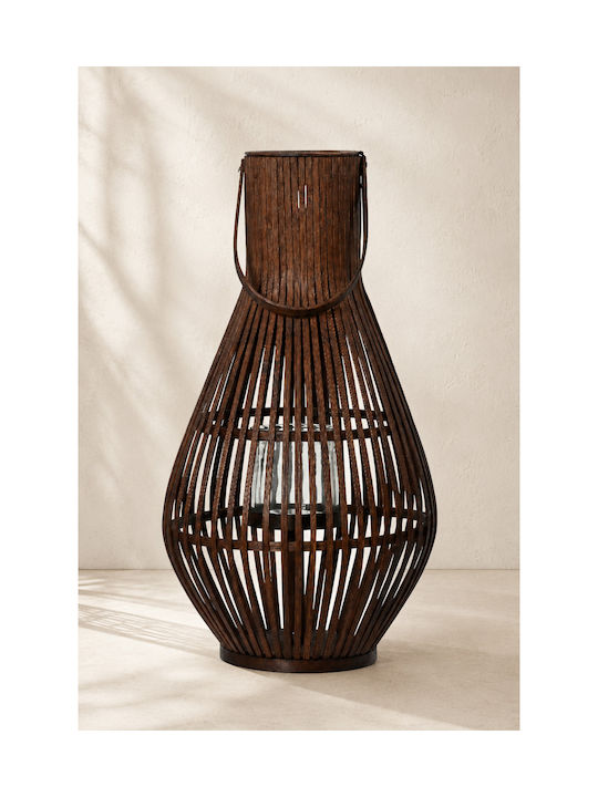 Kaemingk Wooden Lantern Brown 35x35x67cm