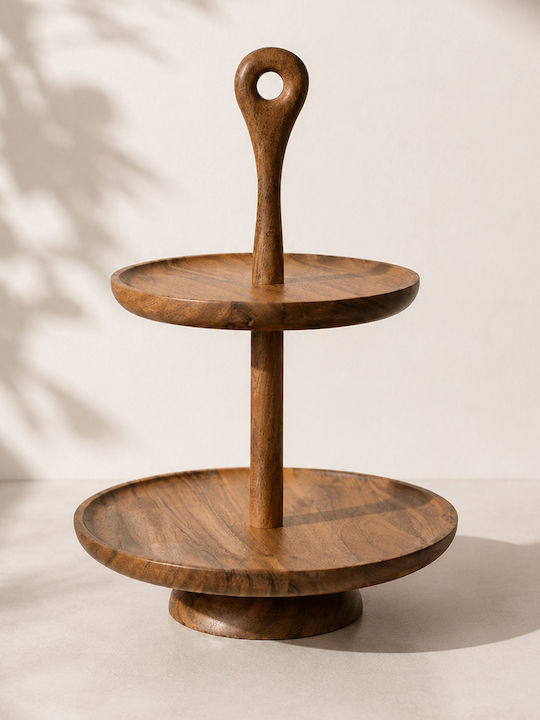 Kaemingk Hölzernes Etagere Braun W30xL30xH45cm 1Stück