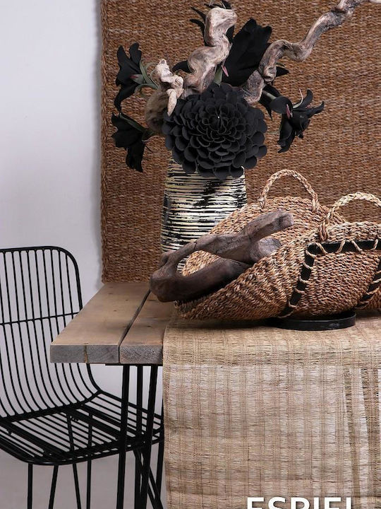 Espiel Wicker Magazine Rack with Handle Black 60x18x48cm
