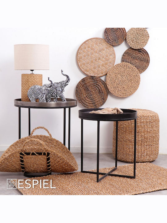 Espiel Wicker Magazine Rack with Handle Black 60x18x48cm