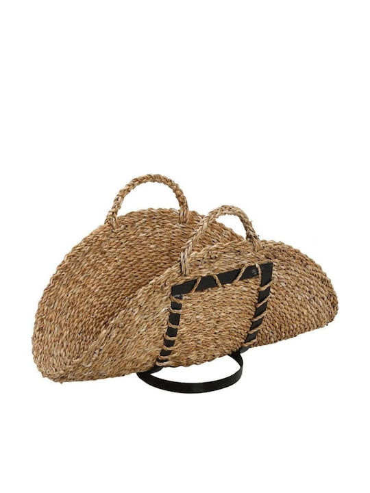 Espiel Wicker Magazine Rack with Handle Black 60x18x48cm