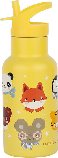 A Little Lovely Company Bento Ανοξείδωτο Παιδικό Σετ Παγούρι Θερμός με Καλαμάκι Ασημί 350ml