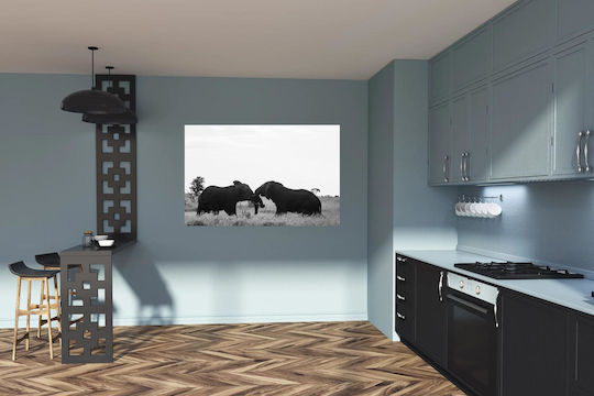 Painting Elephants In Black White 150x100