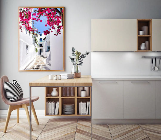 Painting Charming White Alley Vibrant Pink Flowers 100x150