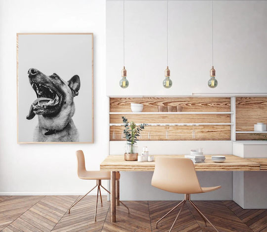 Πίνακας Happy Dog In Black White Happy Dog In Black White 100x150