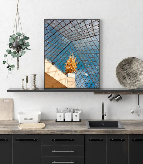 Πίνακας Golden Sculpture Under Glass Roof Χρυσό Γλυπτό Κάτω Τη Γυάλινη Στέγη 100x150