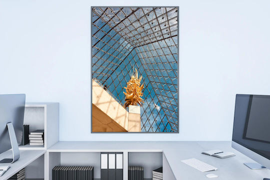 Πίνακας Golden Sculpture Under Glass Roof Χρυσό Γλυπτό Κάτω Τη Γυάλινη Στέγη 100x150