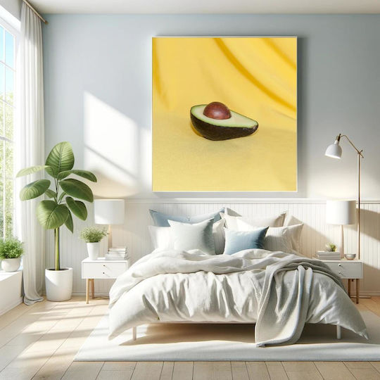 Avocado On Yellow Background 1 On Canvas Avocado On Yellow Background 1 On Canvas
