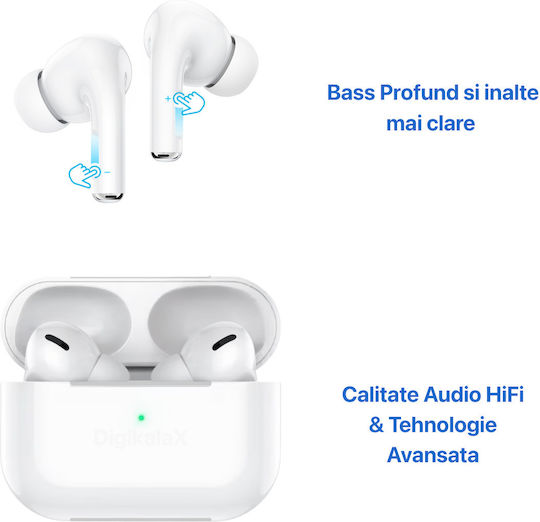 DigikalaX Wireless Pro 2 In-ear Bluetooth Handsfree Ακουστικά με Θήκη Φόρτισης Λευκά