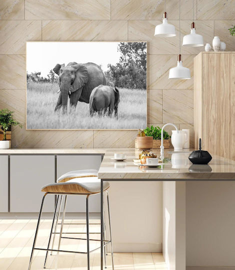 Painting Elephants In Black White 150x100