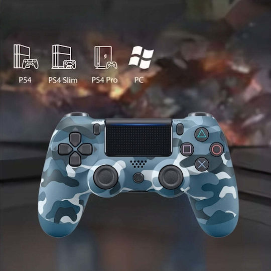 Gamepad wireless cu vibrații dual-motor pentru PS4 Albastru/Gri