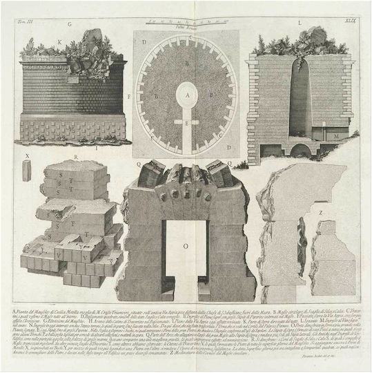 Painting Plan Mausoleum Caecilia Metella Wife Triumvir Marcus Crassus From Le Antichità Romane Roman Antiquities Tome 3 Plate 49 110x110