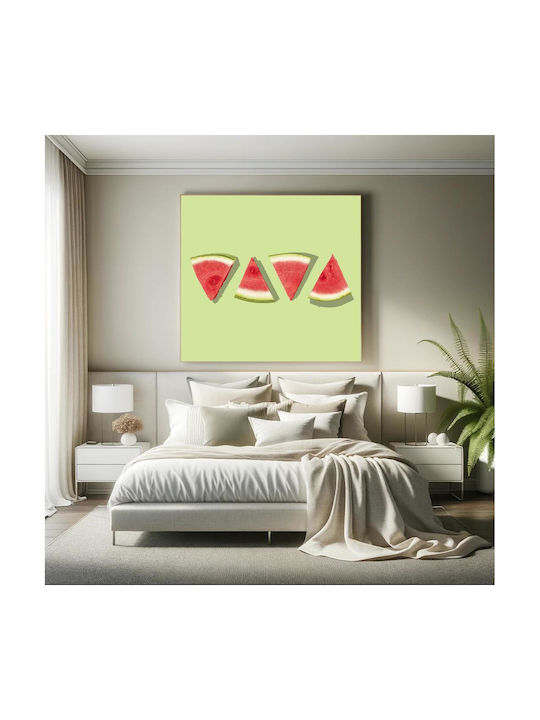 Панел Watermelon Slices On Green Background Фъстъци Карпузи Зелена Фон 110x110