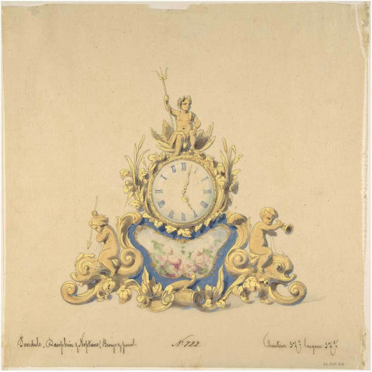 iLovePrints Design Uhr Neptune Anonym Französisches 19. Jahrhundert 110x110