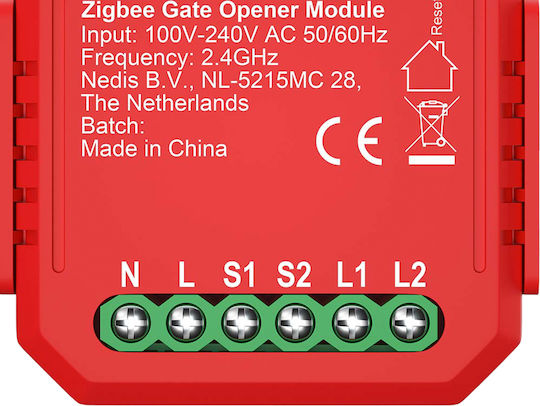 Nedis Zigbee 3.0 2.5w Smart Switch Garage Door Openers Red