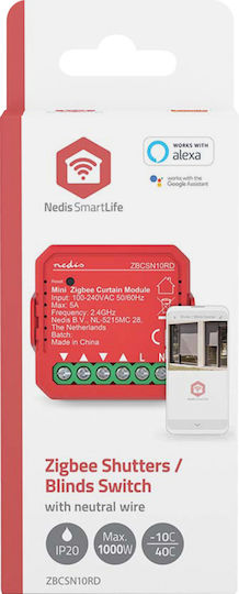 Nedis Zigbee 3.0 1000w Smart Switch Shutters Blinds Red