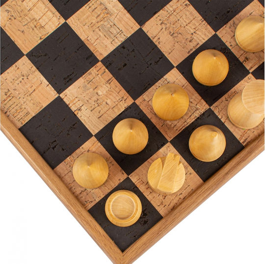 Manopoulos Wooden Chess Pawns Handmade Black / Brown / Beige 4cm