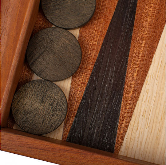 Manopoulos Wooden Checkers & Dice Set for Backgammon Handmade Black 17cm