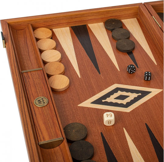 Manopoulos Wooden Checkers & Dice Set for Backgammon Handmade Black 17cm
