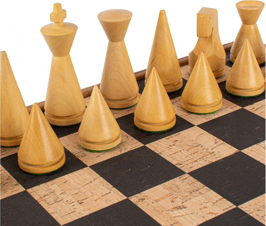 Manopoulos Wooden Chess Pawns Handmade Black / Brown / Beige 4cm