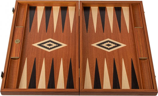 Manopoulos Wooden Checkers & Dice Set for Backgammon Handmade Black 17cm