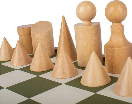Manopoulos Wooden Chess Pawns Handmade Green / White / Beige 8.5cm