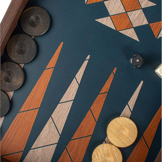 Manopoulos Wooden Checkers & Dice Set for Backgammon Handmade