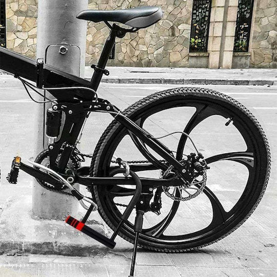 U-Type Heavy Duty Bicycle Pedal Lock with Key Black