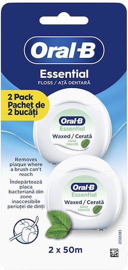 Oral-B Essential Floss Ață Dentară Cerată Cu Aromă De Mentă 100m 5 Bucăți