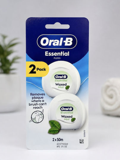 Oral-B Essential Floss Ață Dentară Cerată Cu Aromă De Mentă 100m 5 Bucăți