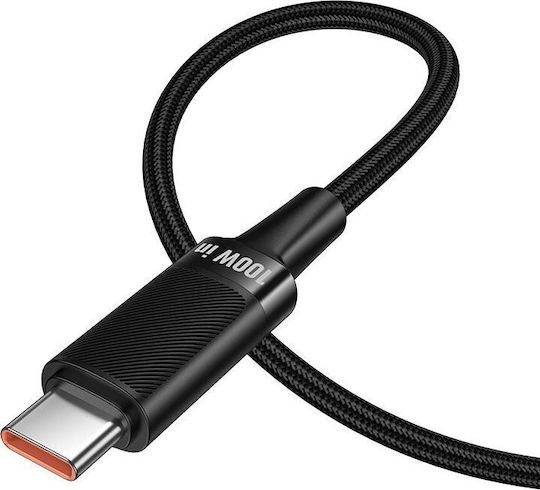 Hoco Кабел USB-C мъжки - USB-C 100W PD Черен 1.2m