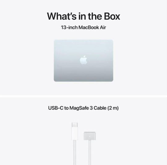 Apple MacBook Air 13.6" IPS Retina Display (M5-10-Core/16GB/512GB SSD/8-Core GPU) с Зарядно 30W Sky Blue (Английска (Великобритания) клавиатура)