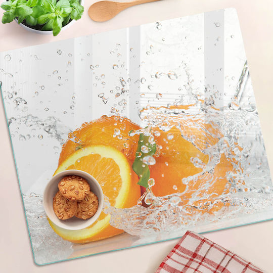Tulup Tocătoare De Bucătărie Din Sticlă Portocalie 60x52cm