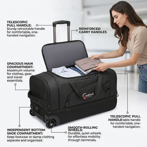Cardinal Sack Reise 105lt Schwarzes Stoff 75x36x39cm