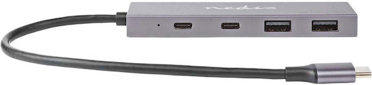Nedis Usb-c 3.2 Gen 2 Hub 4 Ports Ultra-fast 10 Gbps Data Transfer Anthracite Grey