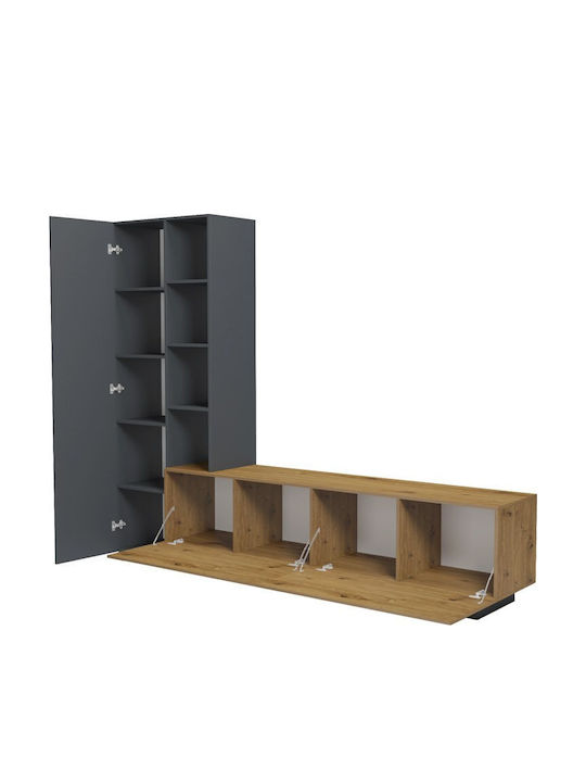 Wohnzimmer TV-Einheit Tilveo Anthrazit M230xB41,5xH180cm
